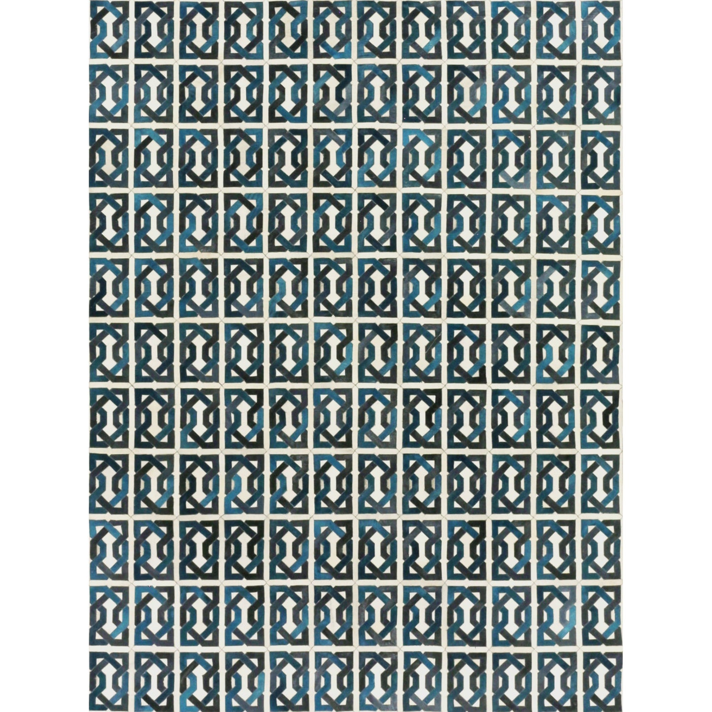 001 SI-1829113,SI-1829115 | Additional Silo | Natural Hide Rug - Ivory, Navy, Medium Blue by Exquisite Rugs in ivory, navy, medium blue. Made from leather hide in a unique style.