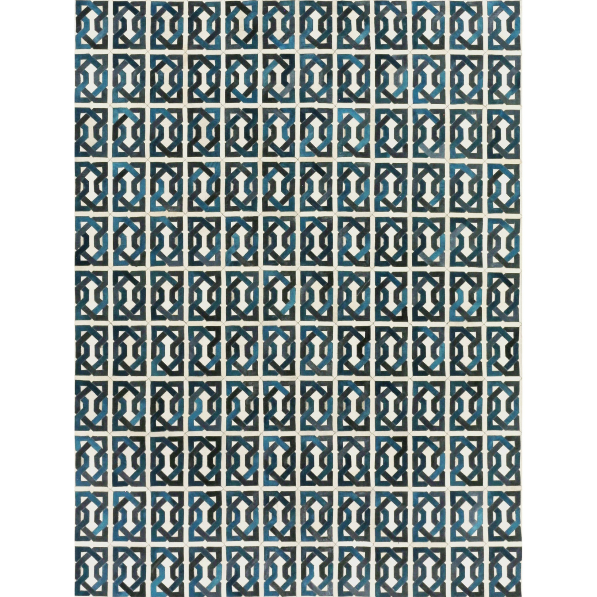Natural Hide Rug - Ivory, Navy, Medium Blue by Exquisite Rugs in ivory, navy, medium blue. Made from leather hide in a unique style.