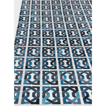 Natural Hide Rug - Ivory, Navy, Medium Blue by Exquisite Rugs in ivory, navy, medium blue. Made from leather hide in a unique style.