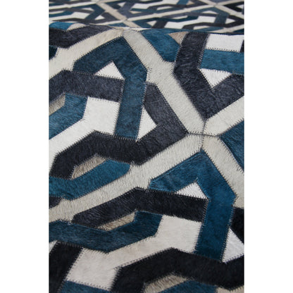 Natural Hide Rug - Ivory, Navy, Medium Blue by Exquisite Rugs in ivory, navy, medium blue. Made from leather hide in a unique style.