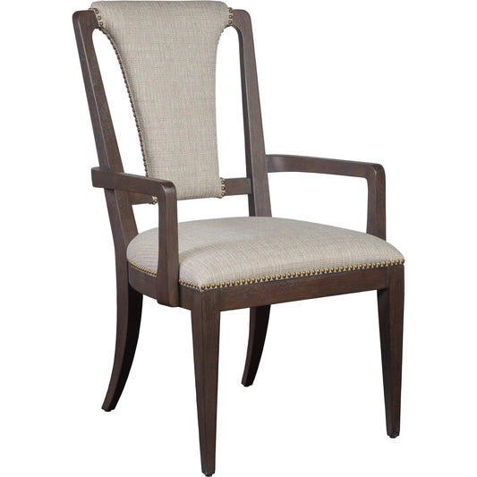 Verbatim Upholstered Arm Chair by Artistica Home in beige, tan and dark brown. Made from wood in a unique style.