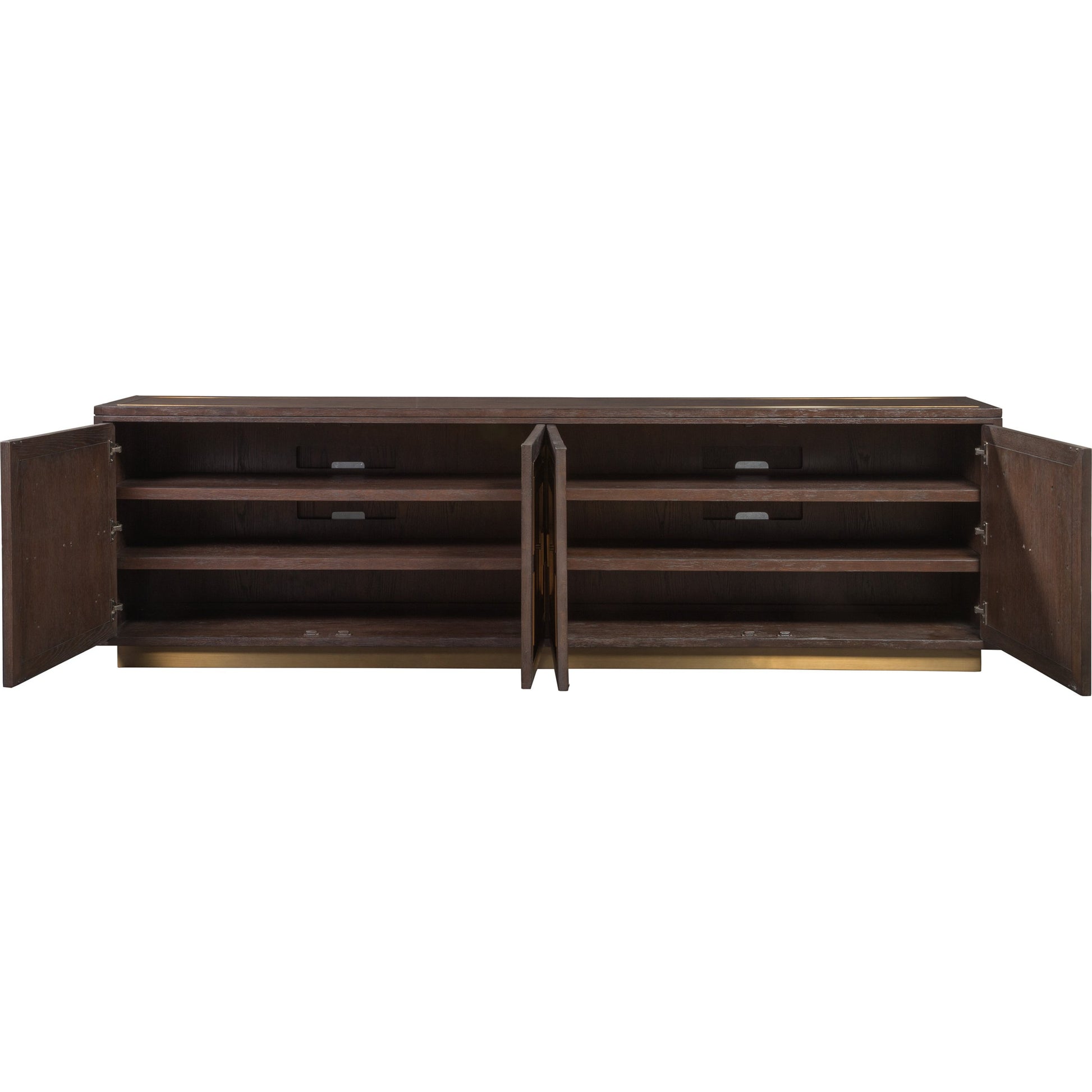 Verbatim 4 Door Media Console by Artistica Home in rich brown cerused. Made from unique in a transitional style.