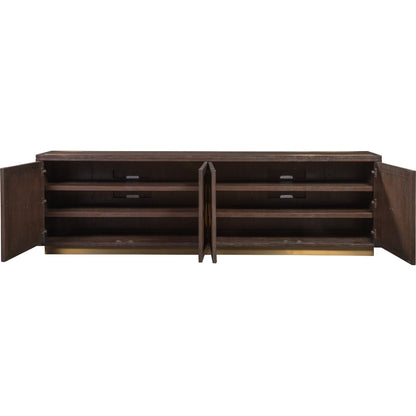 Verbatim 4 Door Media Console by Artistica Home in rich brown cerused. Made from unique in a transitional style.