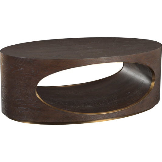 Verbatim Oval Cocktail Table by Artistica Home in rich brown cerused. Made from unique in a modern style.