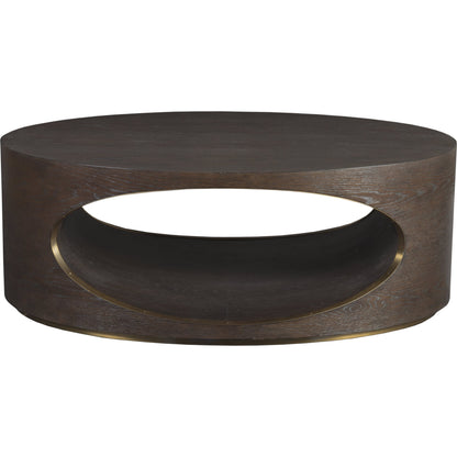 Verbatim Oval Cocktail Table by Artistica Home in rich brown cerused. Made from unique in a modern style.