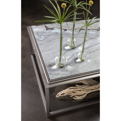 Treville Rectangular Cocktail Table by Artistica Home in antiqued silver leaf. Made from unique in a modern style.