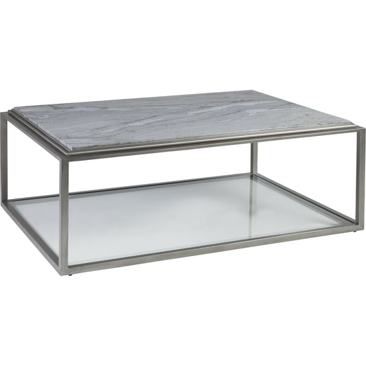 Treville Rectangular Cocktail Table by Artistica Home in antiqued silver leaf. Made from unique in a modern style.