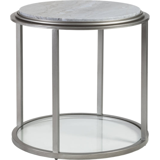 Treville Round End Table by Artistica Home in antiqued silver leaf. Made from unique in a modern style.