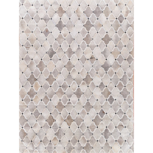 Natural Hide 2176 Rug by Exquisite Rugs in silver, ivory, dark gray. Made from leather hide in a unique style.