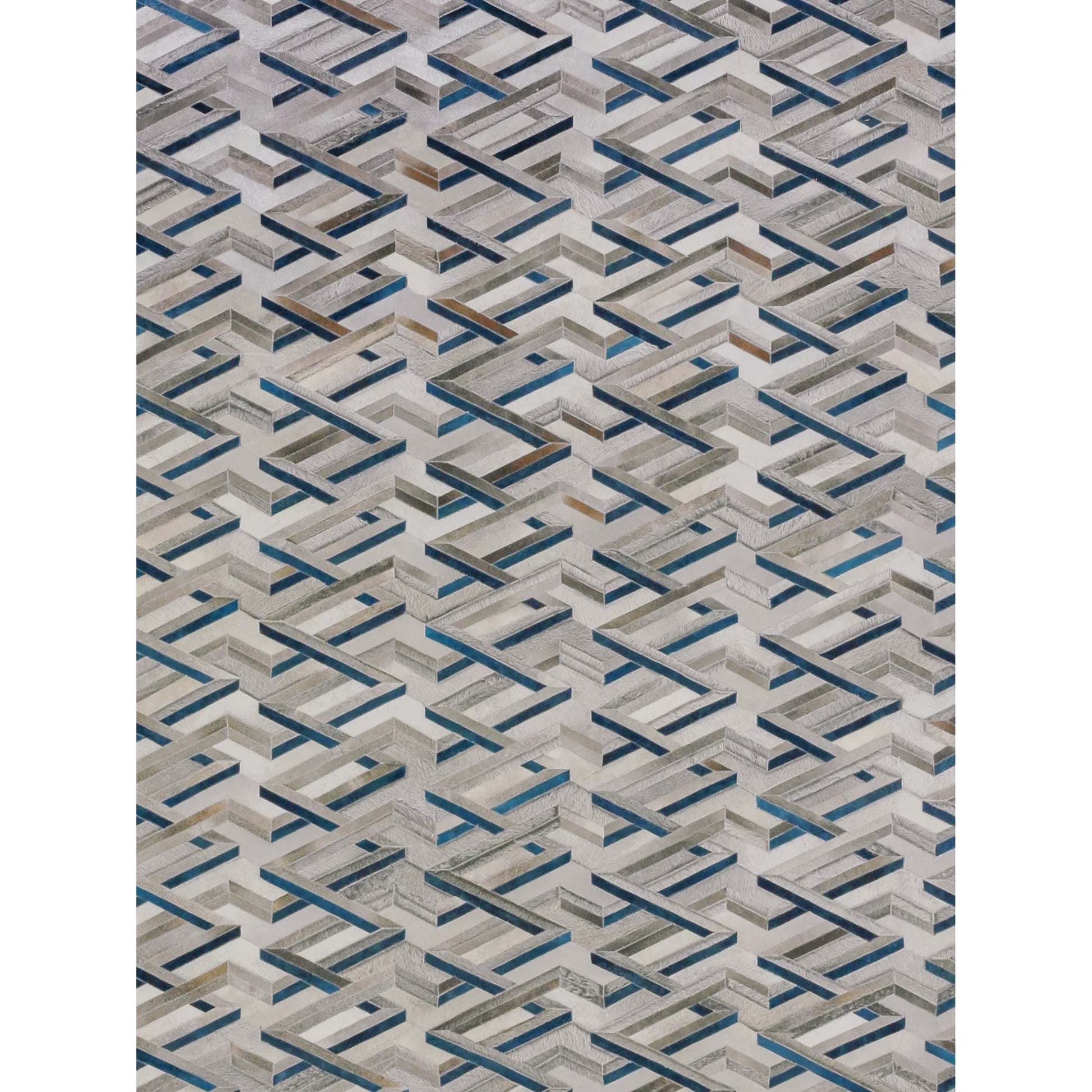 Natural Hide 2180 Rug by Exquisite Rugs in silver, blue. Made from leather hide in a unique style.