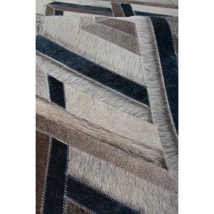 Natural Hide 2180 Rug by Exquisite Rugs in silver, blue. Made from leather hide in a unique style.