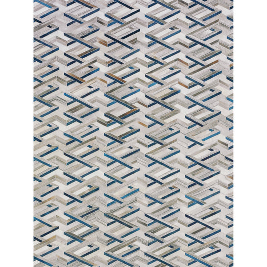 Natural Hide 2180 Rug by Exquisite Rugs in silver, blue. Made from leather hide in a unique style.