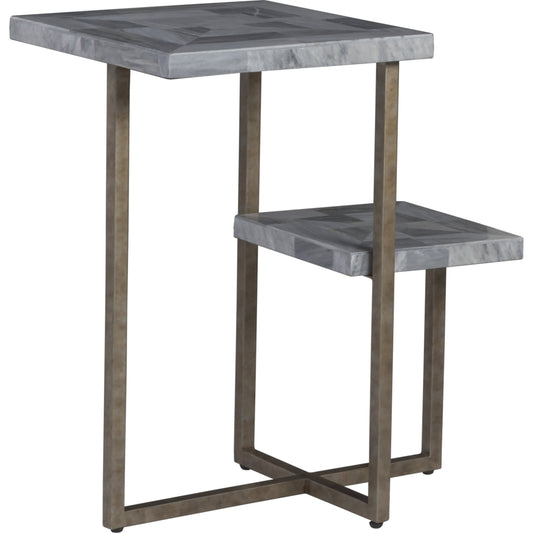 Salvo Rectangular Tier Spot Table by Artistica Home in antiqued silver leaf. Made from unique in a modern style.