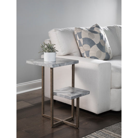 Salvo Rectangular Tier Spot Table by Artistica Home in antiqued silver leaf. Made from unique in a modern style.