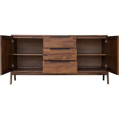 Remix Sideboard by LH Imports in brown and brown, black. Made from metal handle, solid acacia, mdf acacia veneer in a modern style.