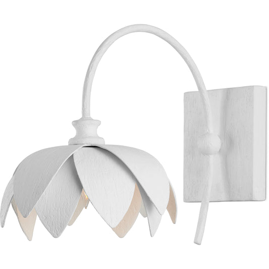 Sweetheart Wall Sconce by Currey and Company in gesso white. Made from metal in a modern style.