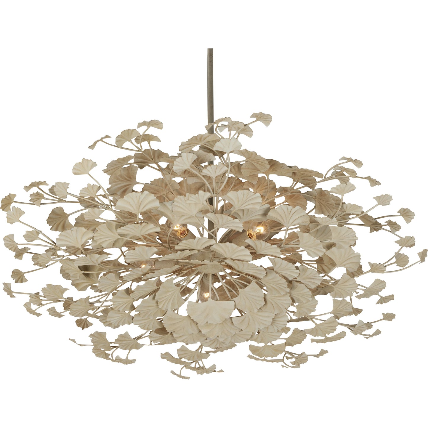 001 SI-2007794 | Primary Silo | Maidenhair Cream Semi-Flush Mount by Currey and Company in antique pearl. Made from wrought iron in a modern style.
