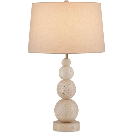 Niobe Table Lamp by Currey and Company in natural. Made from travertine in a modern style.