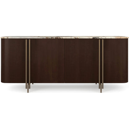 Vena Sideboard by Caracole in otter gloss, brushed gold. Made from unique in a modern style.