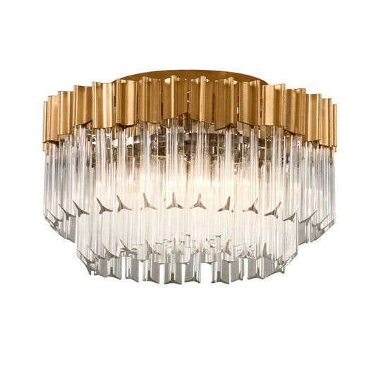 Charisma Semi Flush by Corbett in gold leaf, stainless steel. Made from crafted aluminum in a unique style.