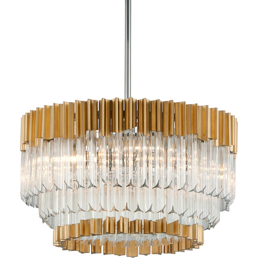 Charisma 10-Light Chandelier by Corbett in gold leaf, stainless steel. Made from hand crafted stainless, aluminum in a unique style.
