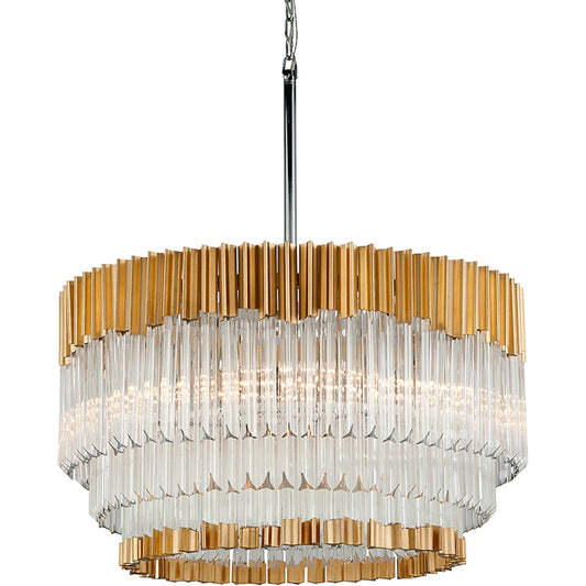 Charisma 8-Light Chandelier by Corbett in gold leaf, stainless steel. Made from hand crafted stainless, aluminum in a unique style.