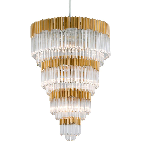 Charisma 17-Light Chandelier by Corbett in gold leaf, stainless steel. Made from hand crafted iron in a unique style.