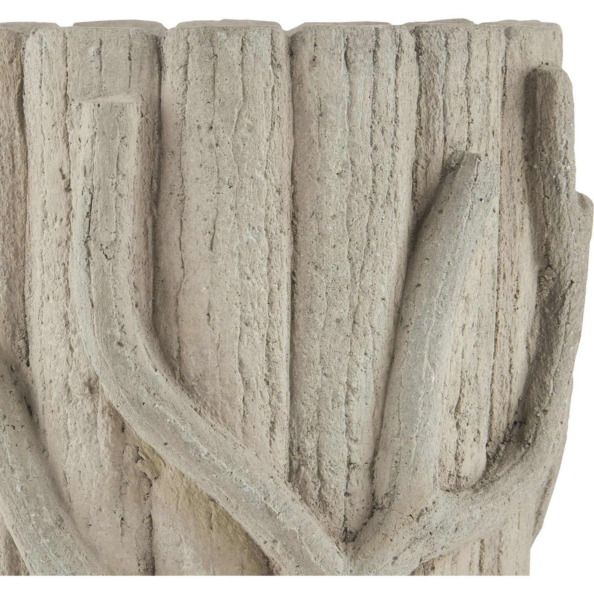 Faux Bois Planter by Currey and Company in portland, faux bois. Made from concrete, iron in a rustic style.