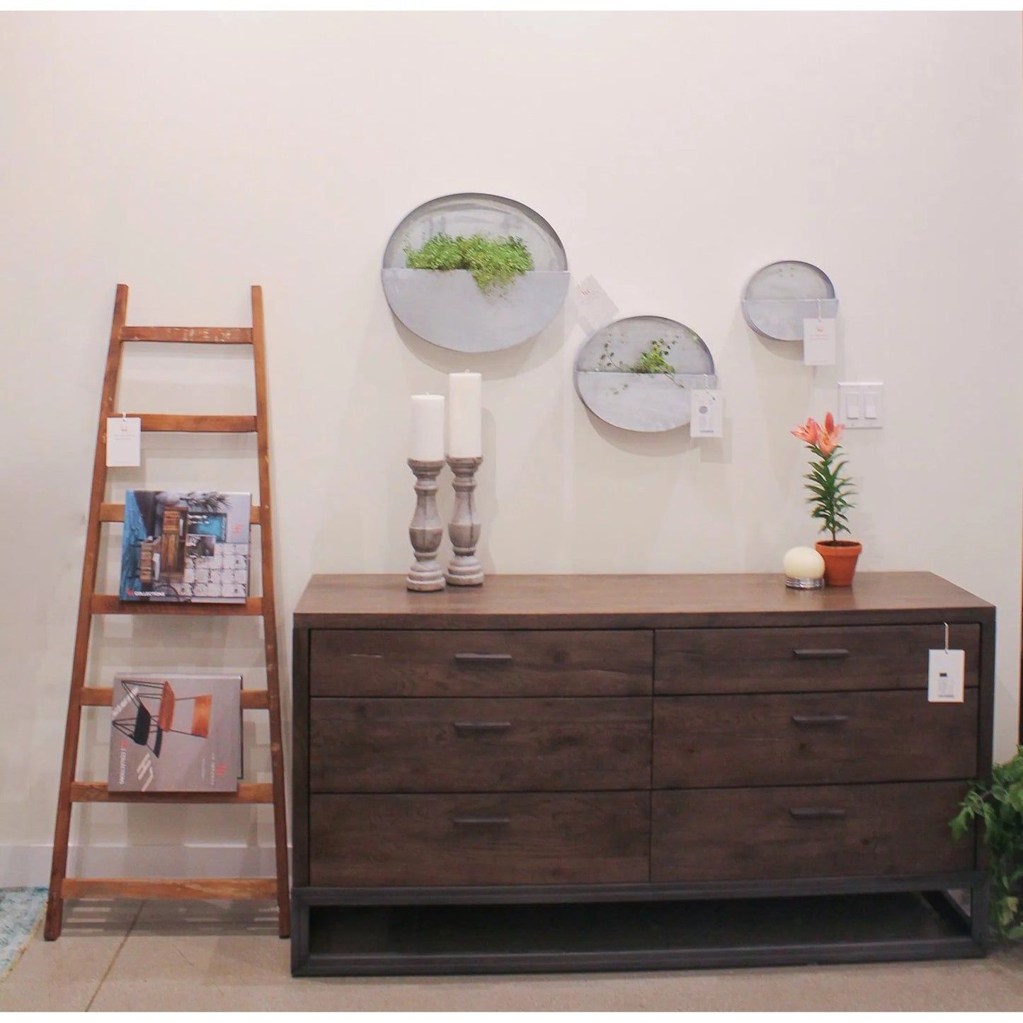 002 SI-2533495 | Lifestyle | D-Bodhi Ladder by LH Imports in brown and natural. Made from reclaimed teak in a unique style.