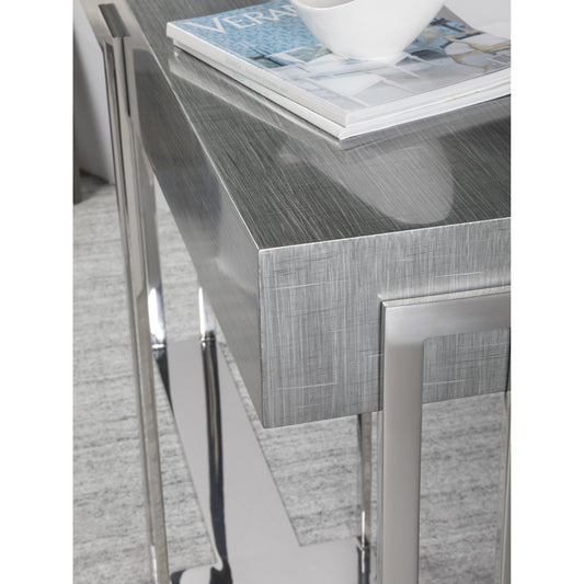 Iridium Console by Artistica Home in gray silver crosshatch. Made from unique in a modern style.