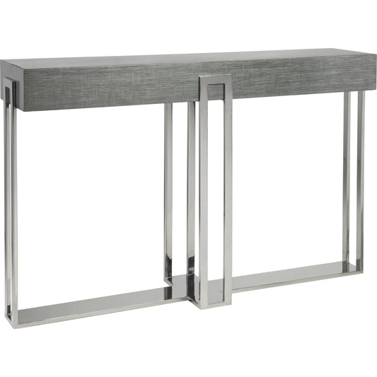 Iridium Console by Artistica Home in gray silver crosshatch. Made from unique in a modern style.