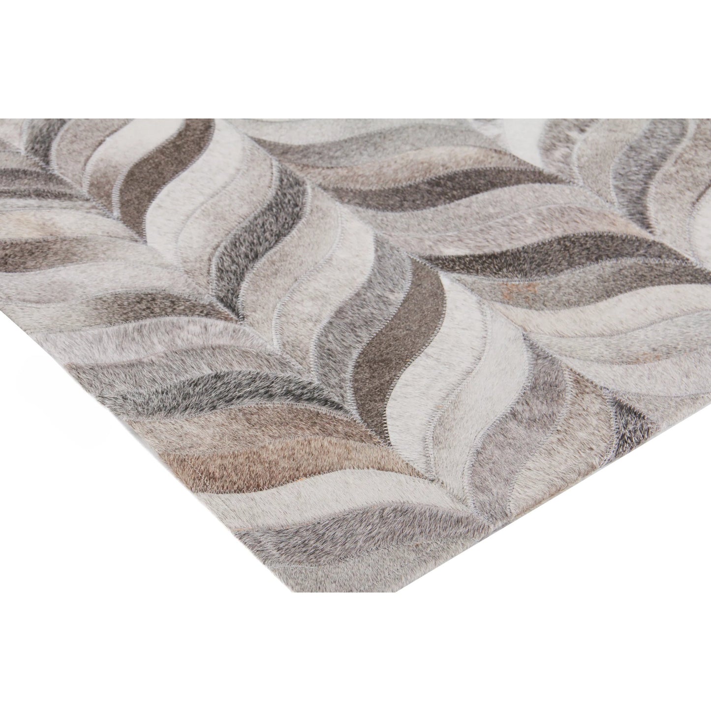 001 SI-2221695,SI-2221696,SI-2221697,SI-2221698,SI-2383705,SI-2383706 | Closeup | Natural Hide Rug II by Exquisite Rugs in silver. Made from leather hide in a unique style.