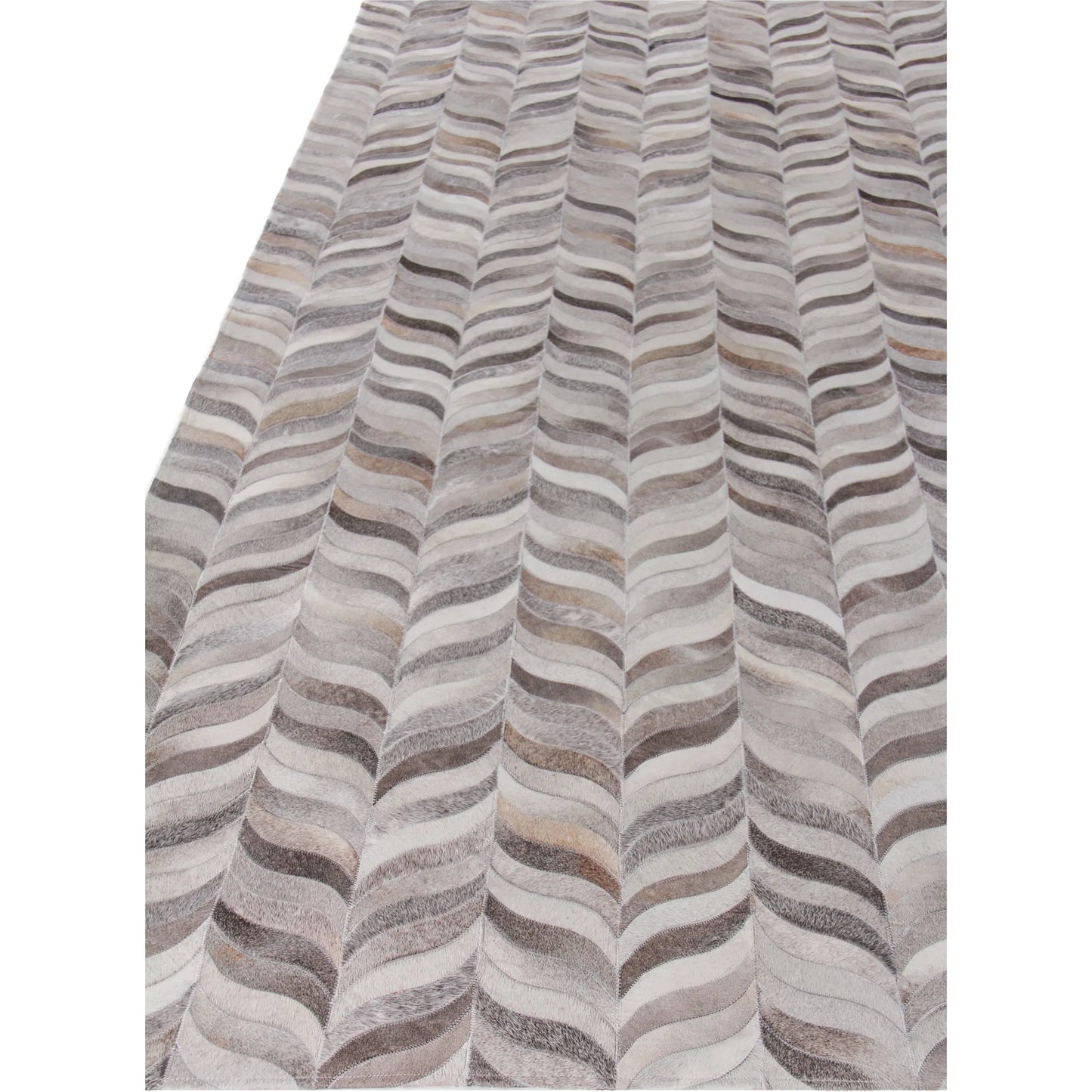 002 SI-2221695,SI-2221696,SI-2221697,SI-2221698,SI-2383705,SI-2383706 | Closeup | Natural Hide Rug II by Exquisite Rugs in silver. Made from leather hide in a unique style.