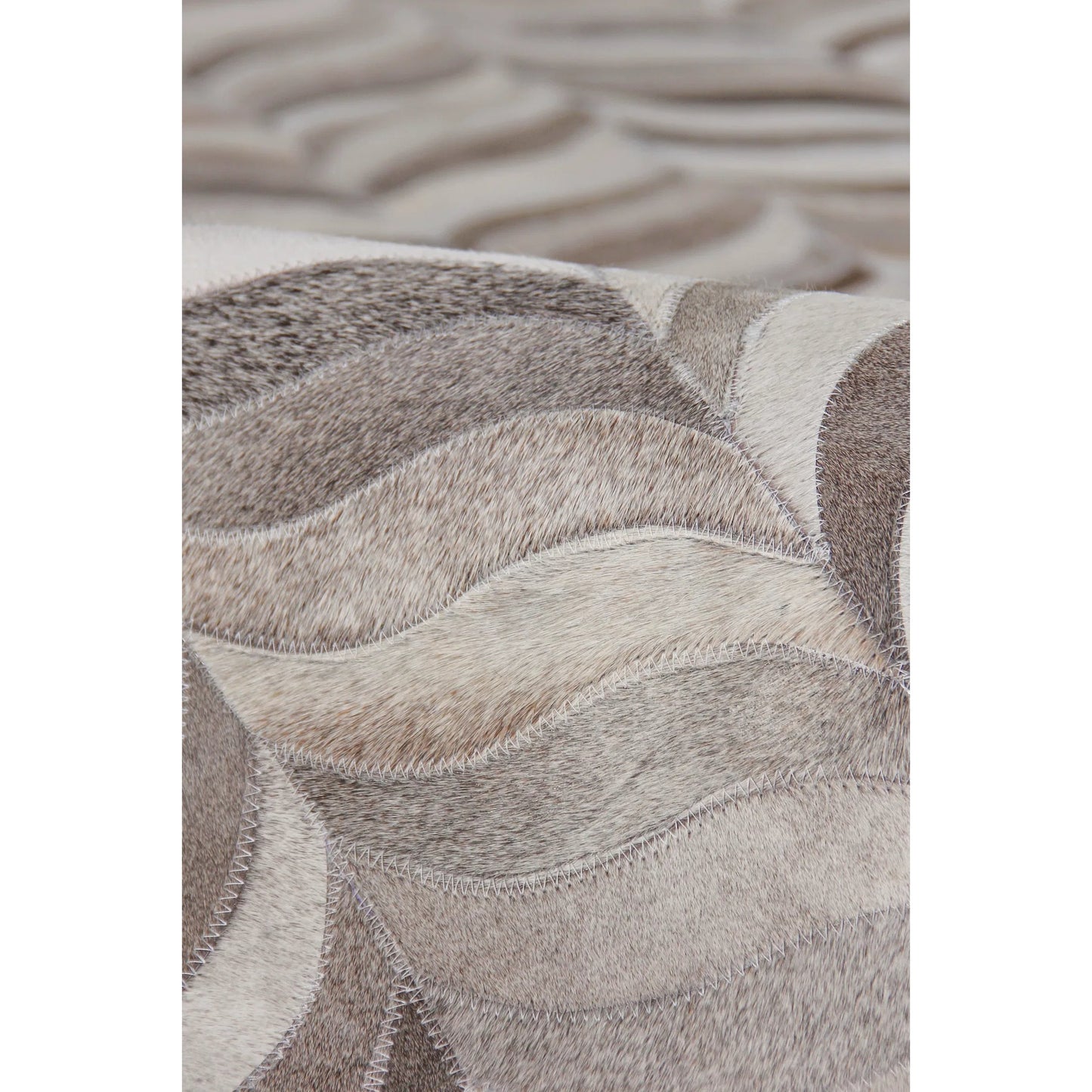 003 SI-2221695,SI-2221696,SI-2221697,SI-2221698,SI-2383705,SI-2383706 | Closeup | Natural Hide Rug II by Exquisite Rugs in silver. Made from leather hide in a unique style.