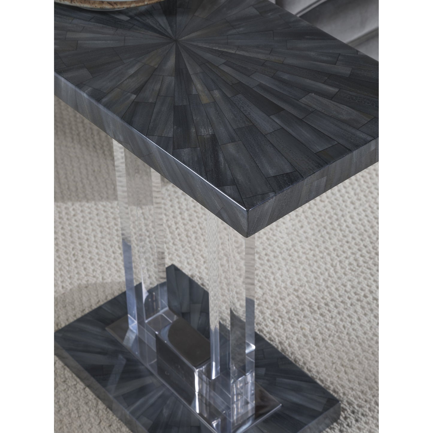 002 SR-834419 | Closeup | Litmus Rectangular Spot Table by Artistica Home in dusk gray. Made from unique in a modern style.