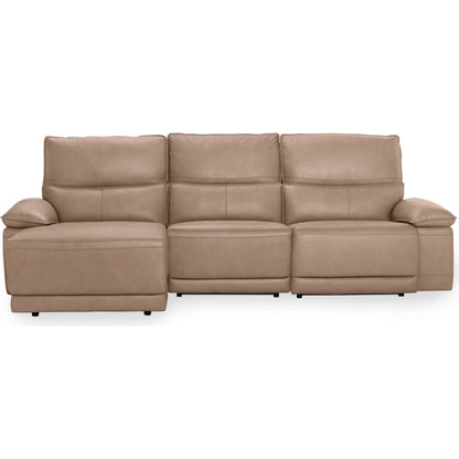 Branford Leather Power Recliner Sectional Sofa by Classic Home in camel. Made from top grain leather in a traditional style.