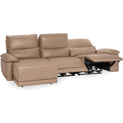 Branford Leather Power Recliner Sectional Sofa by Classic Home in camel. Made from top grain leather in a traditional style.