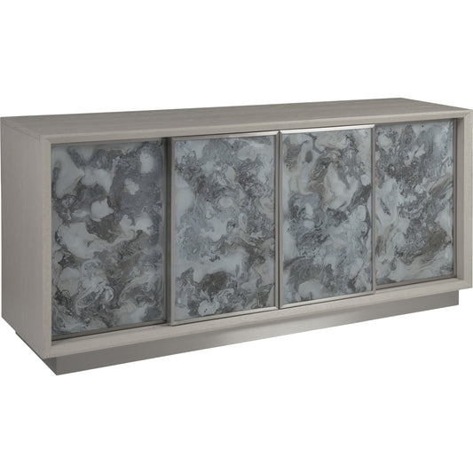 Metaphor Media Console by Artistica Home in white sandblast. Made from unique in a modern style.