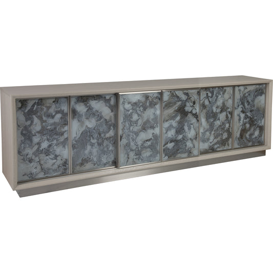 Metaphor Media Console by Artistica Home in white sandblast. Made from unique in a modern style.