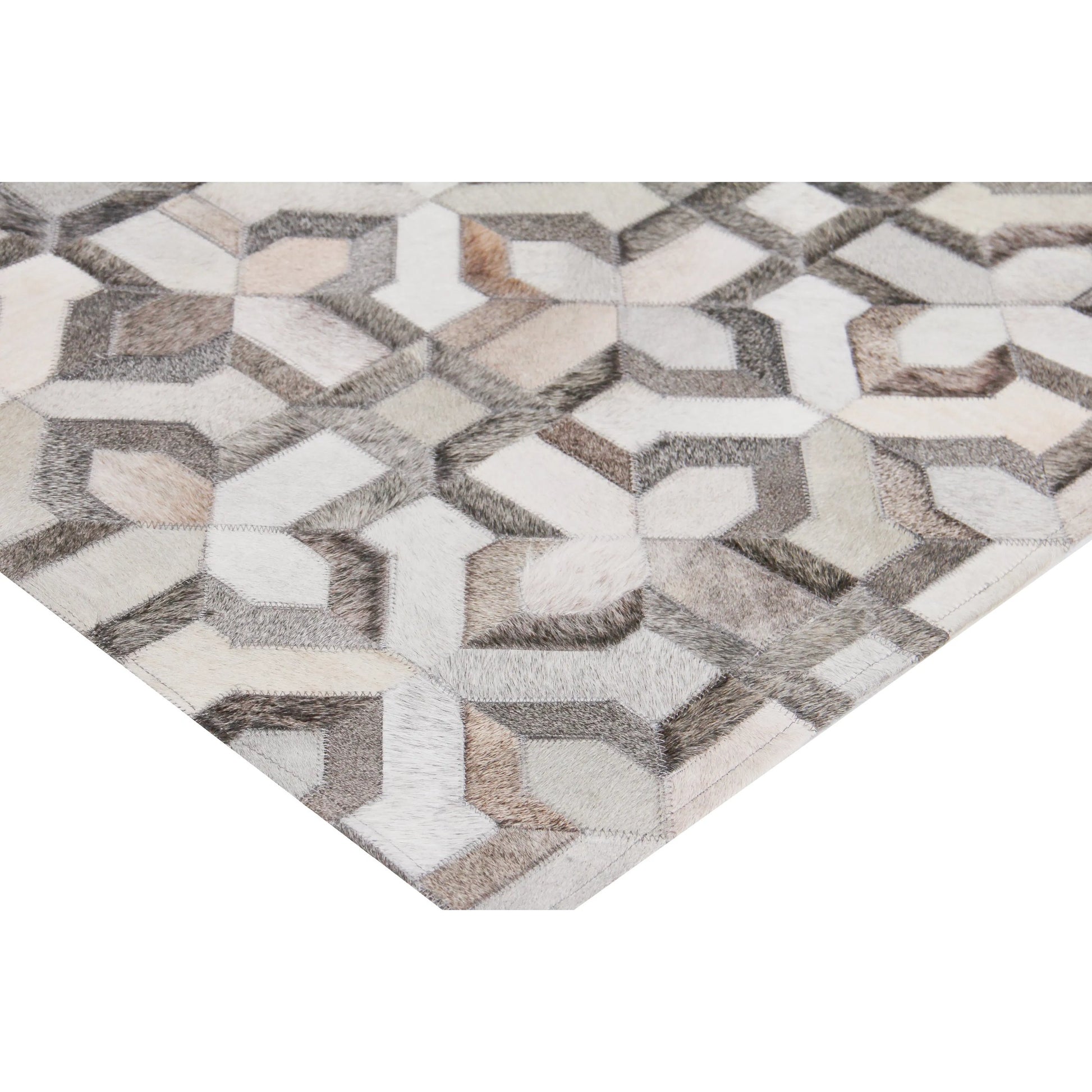 Natural Hide Rug III by Exquisite Rugs in silver, ivory. Made from leather hide in a unique style.