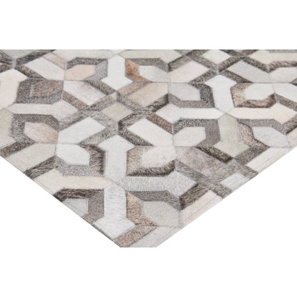 Natural Hide Rug III by Exquisite Rugs in silver, ivory. Made from leather hide in a unique style.