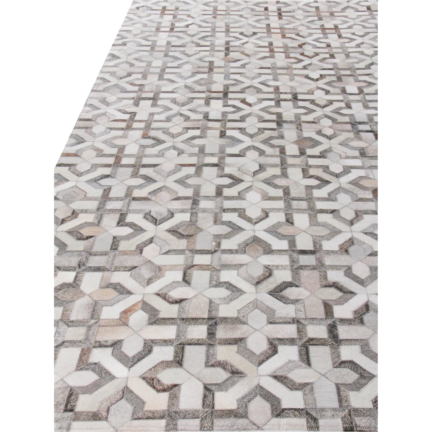 001 SI-2221707,SI-2221708,SI-2383707 | Closeup | Natural Hide Rug III by Exquisite Rugs in silver, ivory. Made from leather hide in a unique style.
