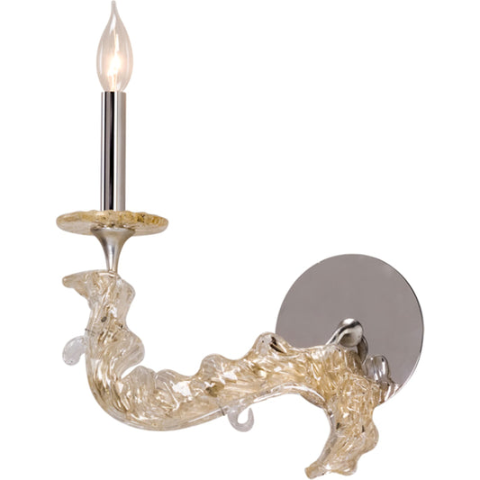 Cielo Wall Sconce by Corbett in silver leaf. Made from hand-crafted iron in a transitional style.