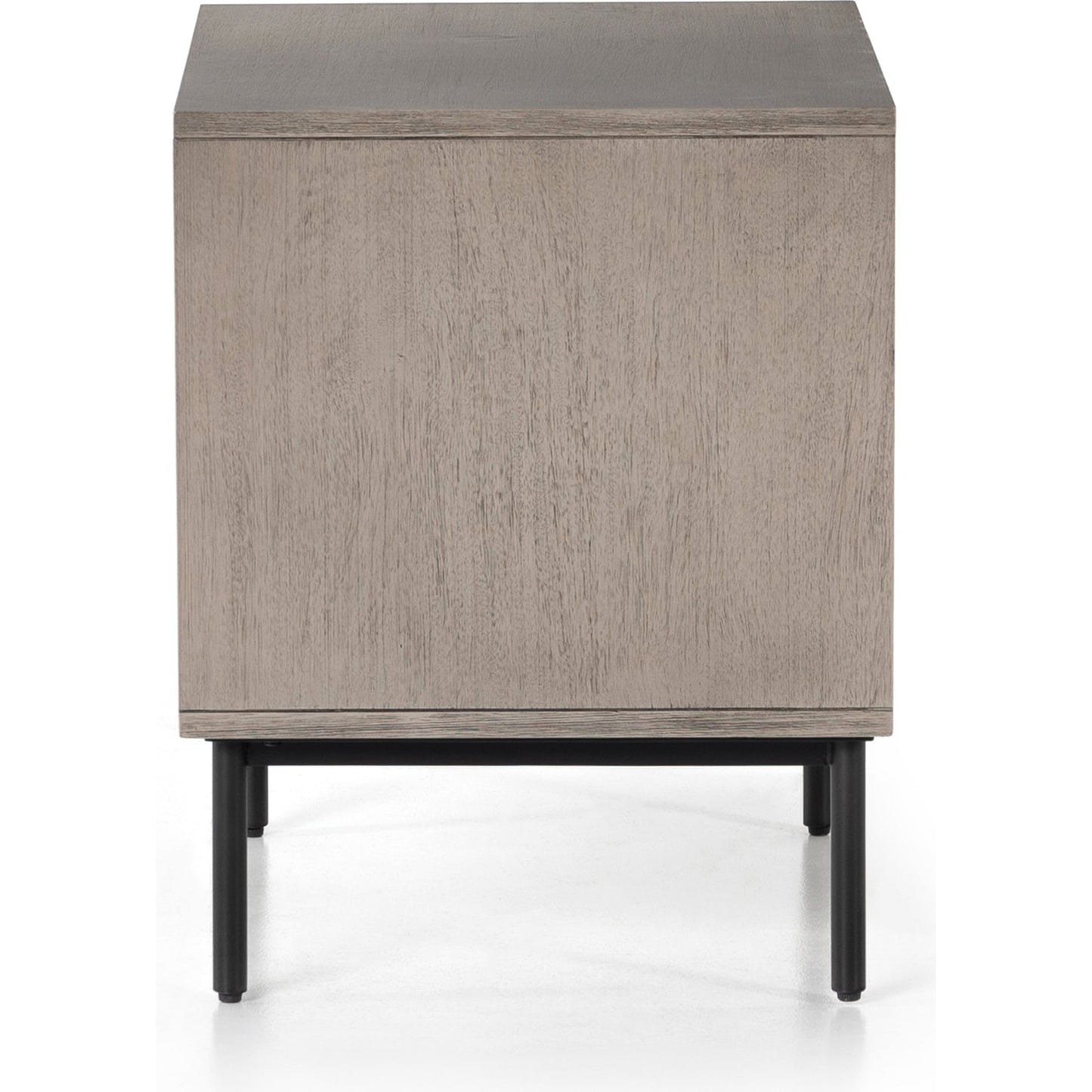 005 SI-1901408 | Additional Silo | Carly 2 Drawer Nightstand by Four Hands in grey wash veneer, antique bronze. Made from thin acacia veneer, iron in a transitional style.