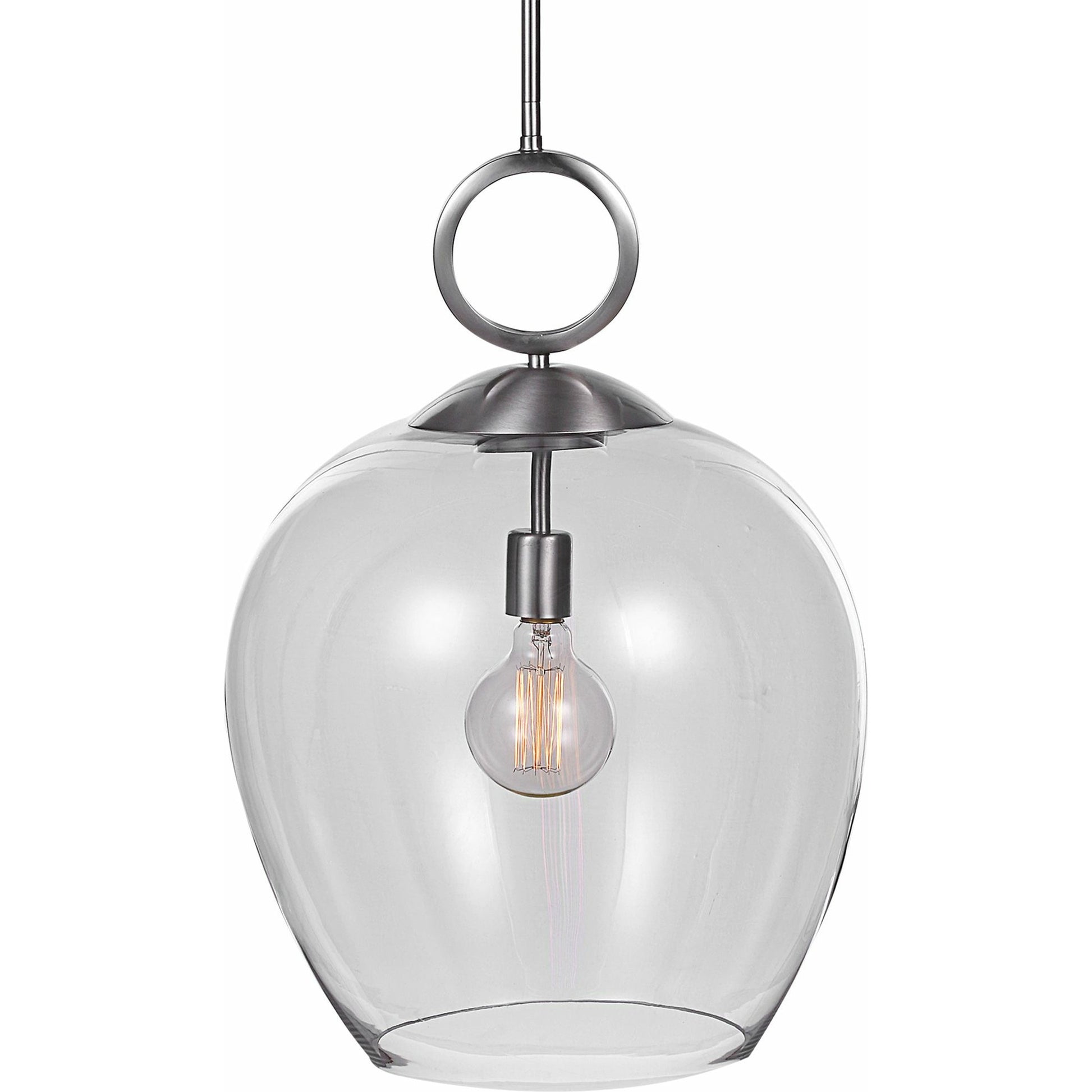 Calix Pendant by Uttermost in aged brass. Made from steel, glass in a transitional style.
