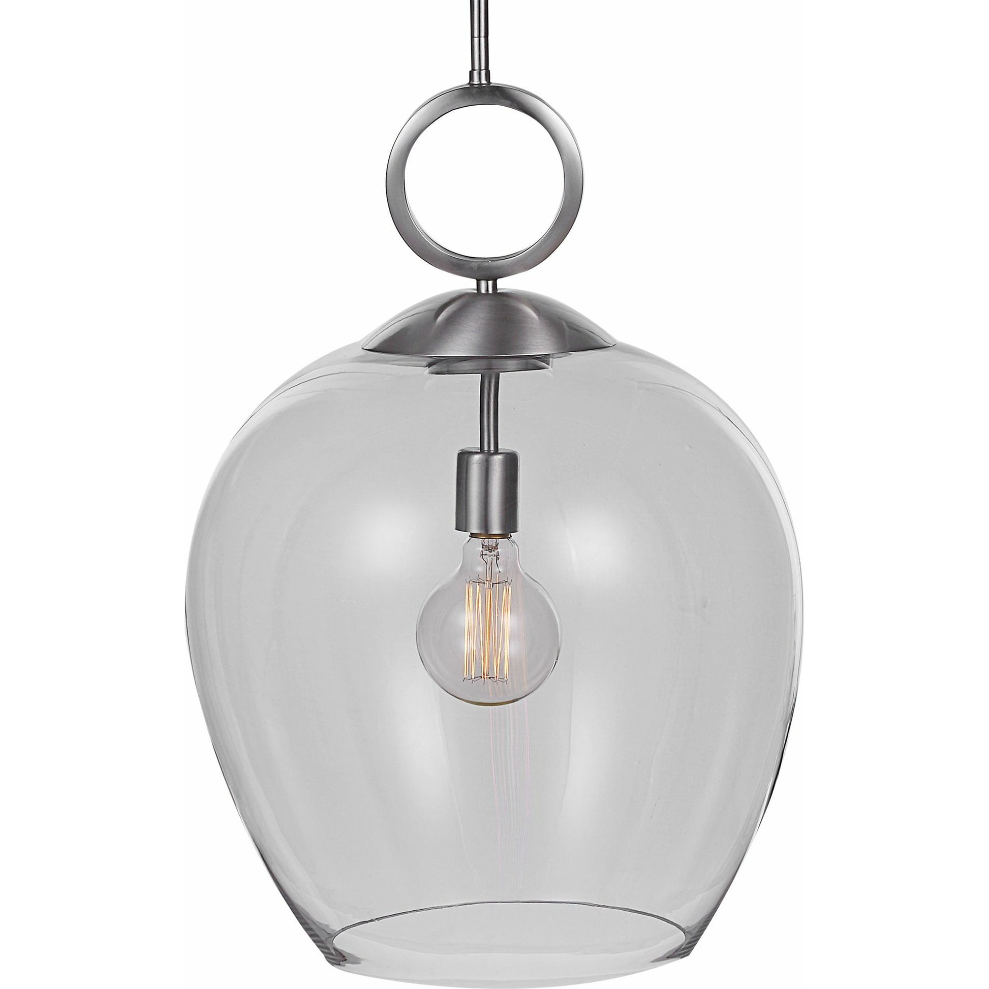 Calix Pendant by Uttermost in aged brass. Made from steel, glass in a transitional style.