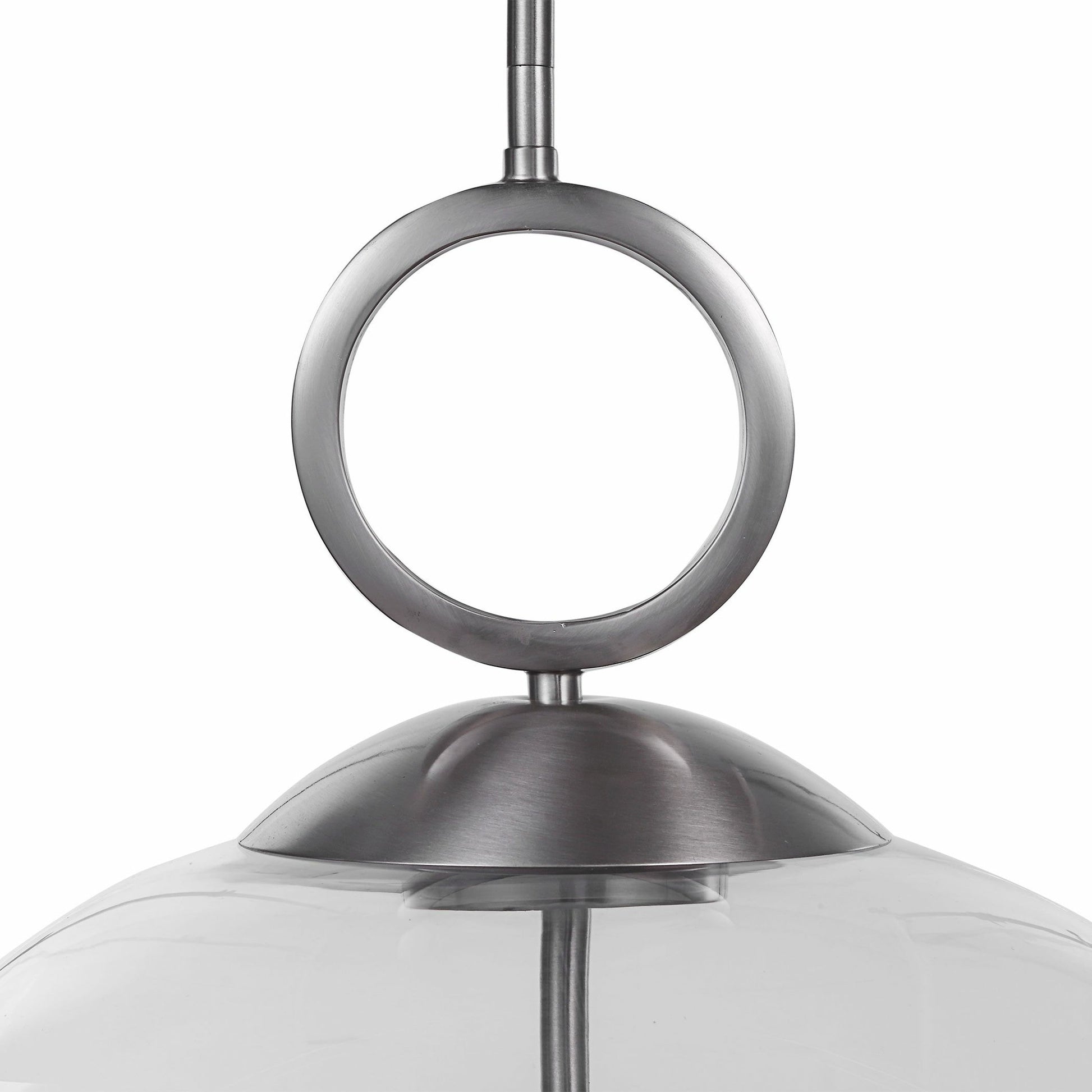 Calix Pendant by Uttermost in aged brass. Made from steel, glass in a transitional style.