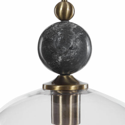 Mendota Pendant by Uttermost. Made from glass, iron, marble in a transitional style.