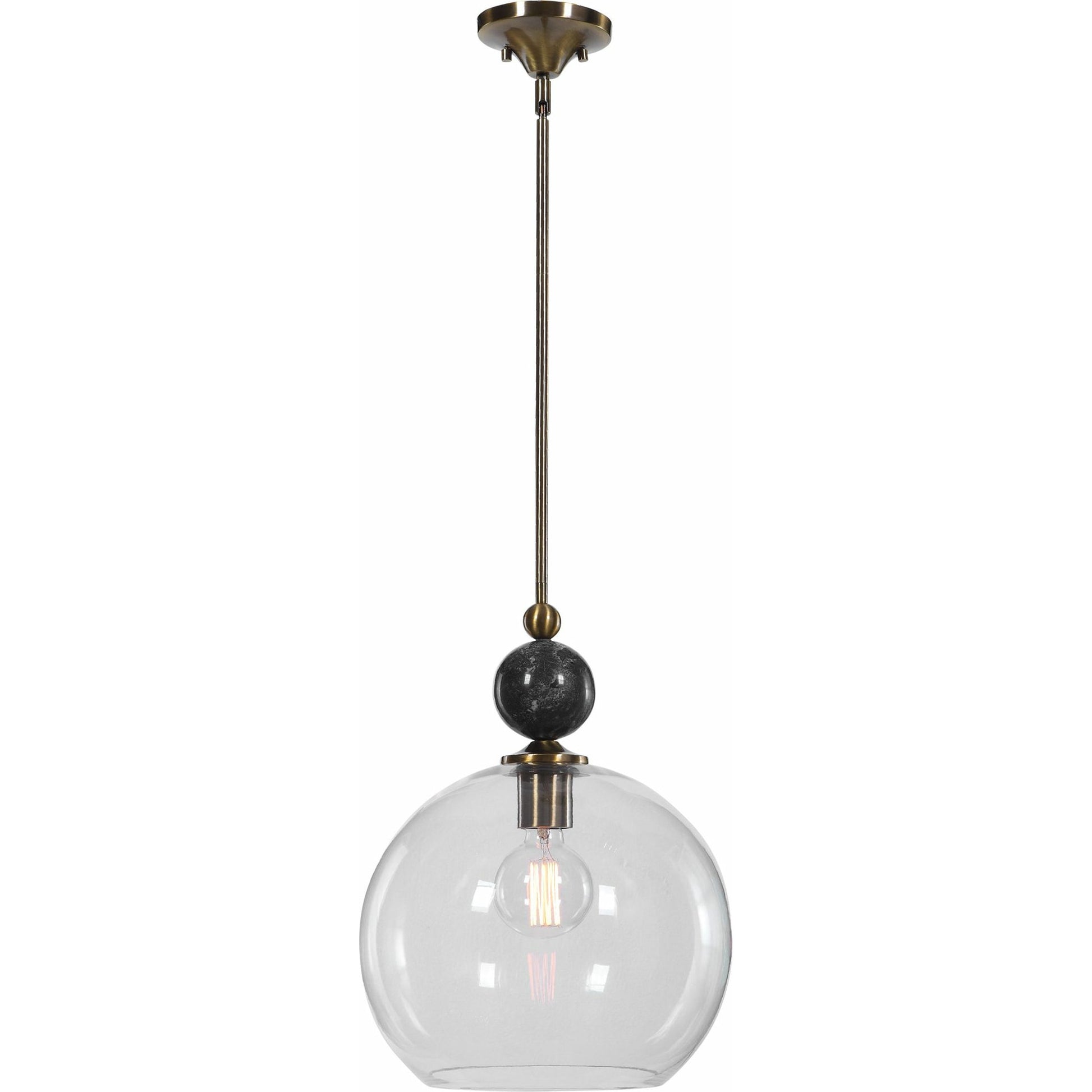 Mendota Pendant by Uttermost. Made from glass, iron, marble in a transitional style.