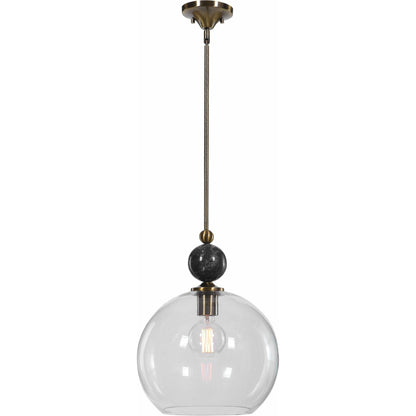 Mendota Pendant by Uttermost. Made from glass, iron, marble in a transitional style.